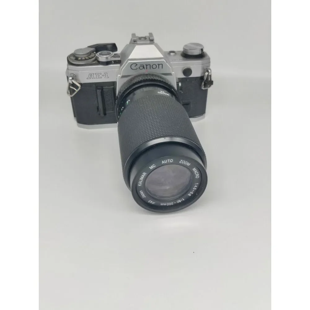Canon AE-1 35mm Film Camera w/ Japanese Kalimar Telephoto Lens - Untested